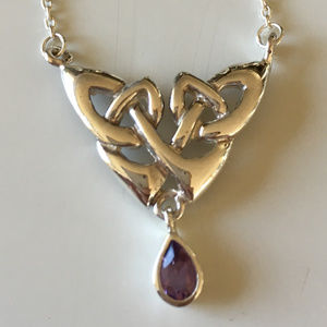 Celtic silver & amethyst necklace